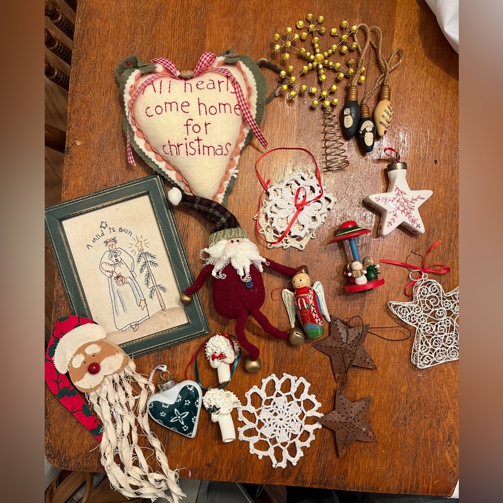 Festive Holiday Ornament Collection with Red and White Accents 20 items